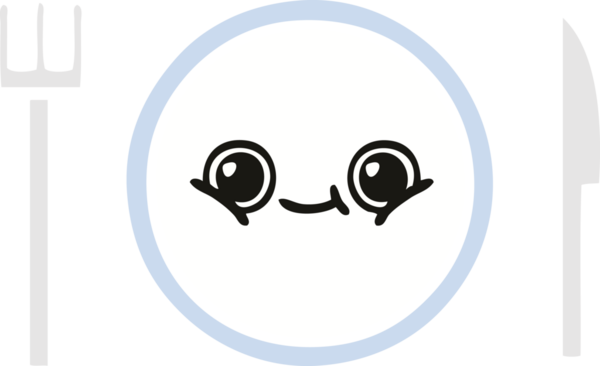 Bir insan tarafından çizilmiş yemek tabağının düz renkli retro karikatürü