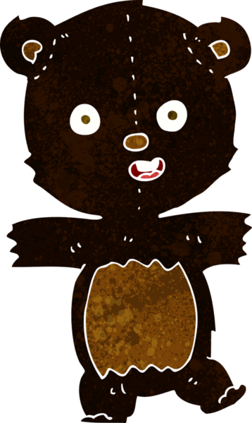 Bir insan tarafından çizilmiş sevimli siyah ayı yavrusu.