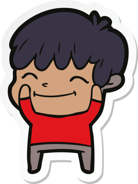 Bir insan tarafından çizilmiş mutlu bir çocuğun çıkartması.