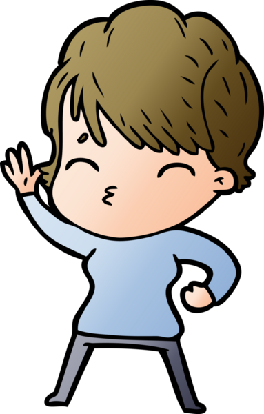 Bir insan tarafından çizilmiş bir çizgi film kadını.