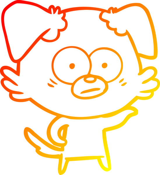 Bir insan tarafından çizilmiş gergin bir köpek çizgi filminin sıcak gradyanı.