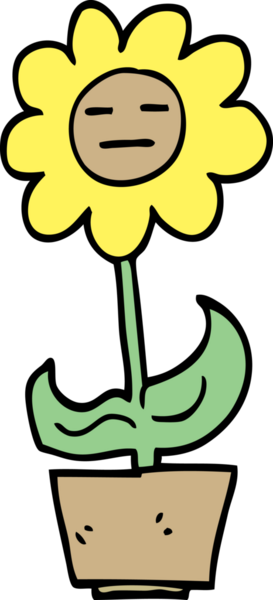 Bir insan tarafından çizilmiş el çizimi karikatür çiçeği.