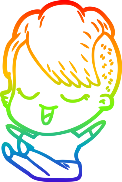 gökkuşağı gradyan çizimi mutlu bir çizgi film kızı bir insan tarafından çizildi