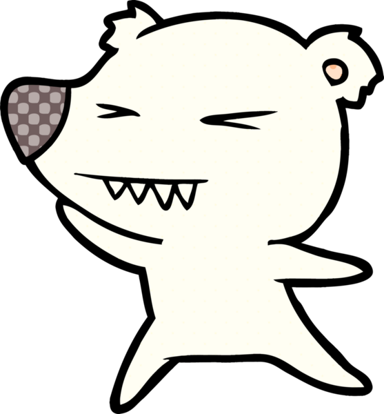 Bir insan tarafından çizilmiş kızgın kutup ayısı çizgi filmi.