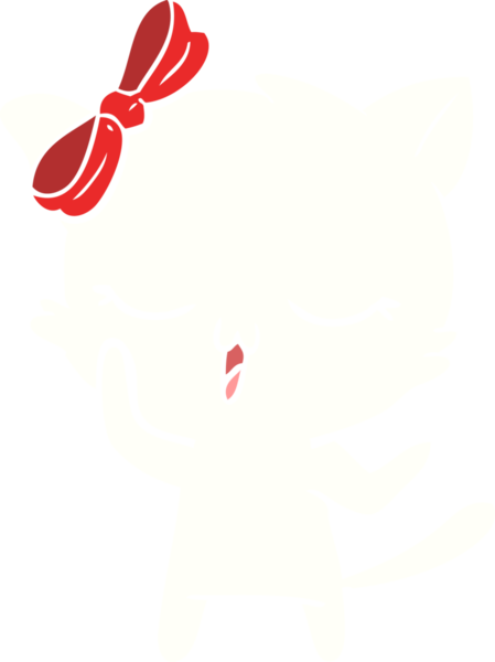 Bir insan tarafından çizilmiş düz renkli çizgi film kedisi.