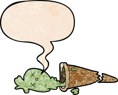 Konuşma baloncuklu çizgi film dondurması bir insan tarafından çizilmiş.