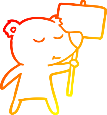 Mutlu bir kutup ayısının insan imzalı sıcak çizgi çizimi.