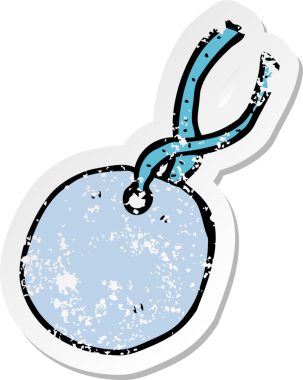 Bir insan tarafından çizilmiş karikatür hediye etiketi.