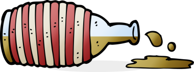 Bir insan tarafından çizilmiş eski bir rom şişesi.