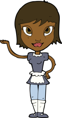 Bir insan tarafından çizilmiş çizgi film hizmetçisi.