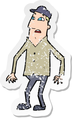 Bir insan tarafından çizilmiş bir karikatürün gerilimli çıkartması.