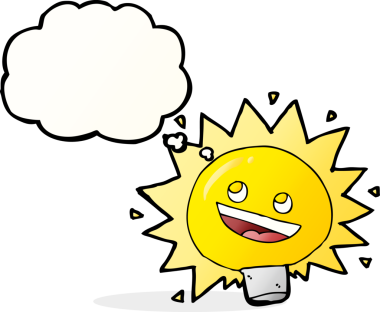 Bir insan tarafından çizilmiş düşünce baloncuklu karikatür elektrik ampulü