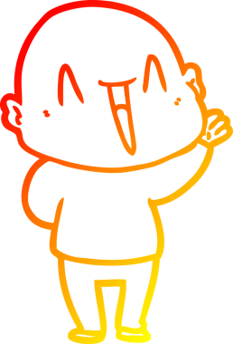 Bir insan tarafından çizilmiş mutlu, kel bir adamın sıcak çizgi çizimi.