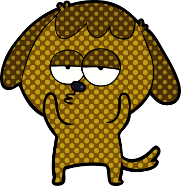 Bir insan tarafından çizilmiş, sıkılmış bir köpek.