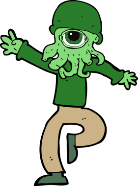 Bir insan tarafından çizilmiş uzaylı canavar adam.