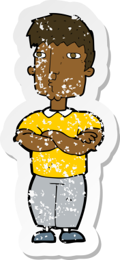 İnsan eli çapraz kollu bir çizgi film karakterinin gerilimli çıkartması.