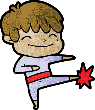 Bir insan tarafından çizilmiş mutlu çocuk çizgi filmi.