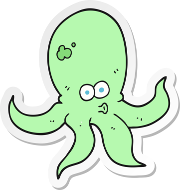 Bir insan tarafından çizilmiş ahtapotun çıkartması.