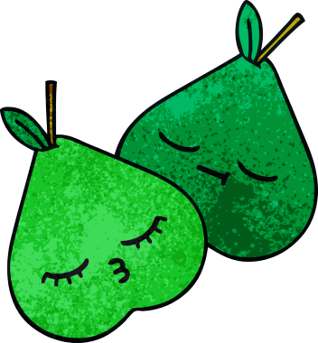 Bir insan tarafından çizilmiş armutun retro grunge desen karikatürü