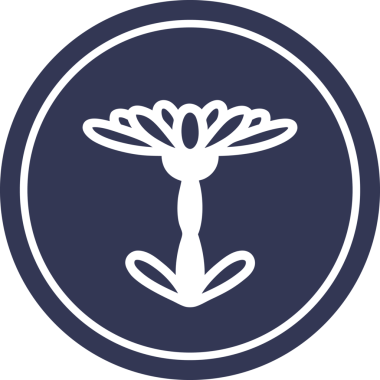 Çiçek açan dairesel simge bir insan tarafından çizilmiş.