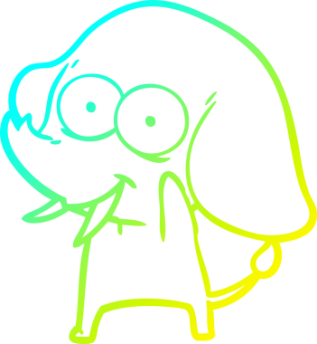 Bir insan tarafından çizilmiş mutlu bir filin soğuk gradyan çizgisi.