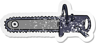 Bir insan tarafından çizilmiş zincir testere için çizilmiş bir karikatür.