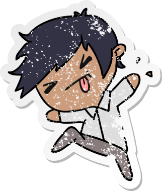 Bir insan tarafından çizilmiş kawaii yakışıklı bir çocuğun sıkıntılı karikatür çizimi