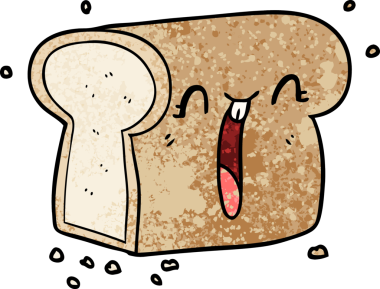 Bir insan tarafından çizilmiş gülen somun ekmek çizgi filmi