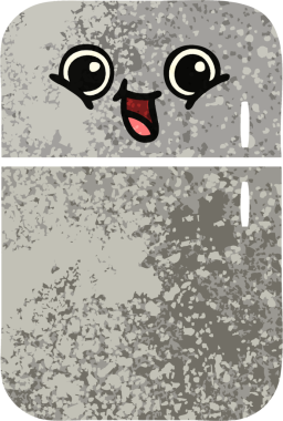 Bir insan tarafından çizilmiş buzdolabının retro çizim tarzı karikatürü.