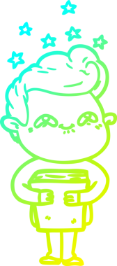 Bir insan tarafından çizilmiş, heyecanlı bir çizgi film çizimi.