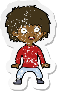 Bir insan tarafından çizilmiş heyecanlı bir çizgi filmin gerilimli çıkartması.