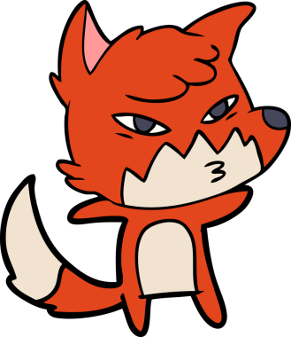 Bir insan tarafından çizilmiş akıllı çizgi film tilkisi.