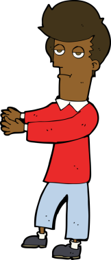 Çizgi filmdeki sıkılmış adam bir insan tarafından çizilmiş.