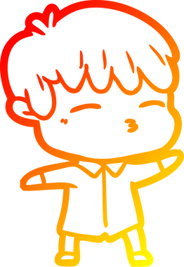 Bir insan tarafından çizilmiş, çizgi film karakteri meraklı bir çocuk çizimi.