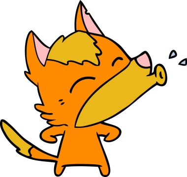 Bir insan tarafından çizilmiş tilki çizgi film karakteri