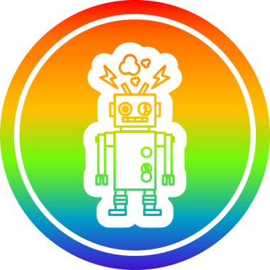 arızalı robot dairesel simgesi gökkuşağı gradyan bir insan tarafından çizilmiş