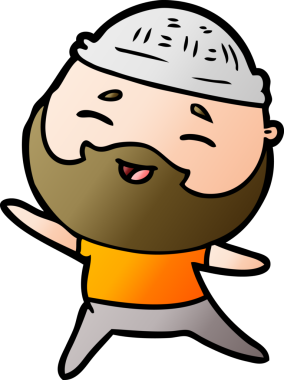 Bir insan tarafından çizilmiş mutlu sakallı bir adam.