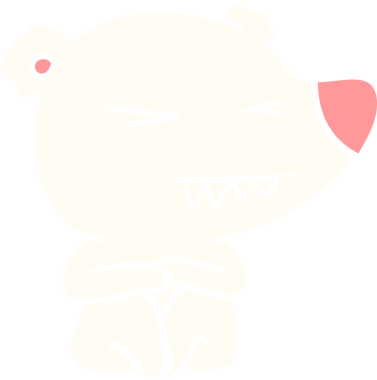 Kızgın kutup ayısı düz renkli çizgi film bir insan tarafından çizilmiş.