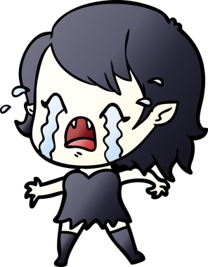 Bir insan tarafından çizilmiş ağlayan vampir kız çizgi filmi.