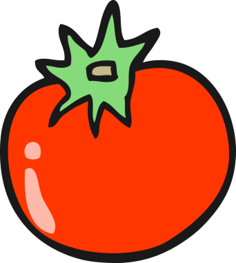 Bir insan tarafından çizilmiş domates çizgi filmi.