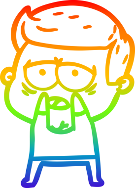 Gökkuşağı gradyan çizgi çizimi bir insan tarafından çizilmiş yorgun bir adam