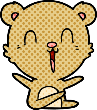 Bir insan tarafından çizilmiş mutlu bir çizgi film ayısı.