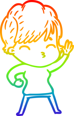 Gökkuşağı gradyan çizgi çizimi Bir insan tarafından çizilmiş bir çizgi kadın