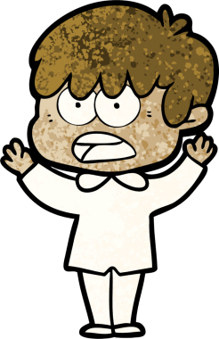 Bir insan tarafından çizilmiş endişeli çizgi film çocuğu.