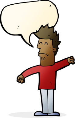 Bir insan tarafından çizilmiş konuşma balonlu bir adam.