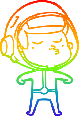 gökkuşağı gradyan çizimi bir çizgi insan tarafından çizilmiş kendinden emin astronot