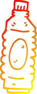 Bir insan tarafından çizilmiş karikatür su şişesinin sıcak gradyanı.