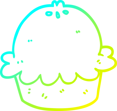 Bir insan tarafından çizilen çizgi film pastasının soğuk gradyan çizimi