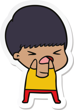 Bir insan tarafından çizilmiş bir karikatür çıkartması.