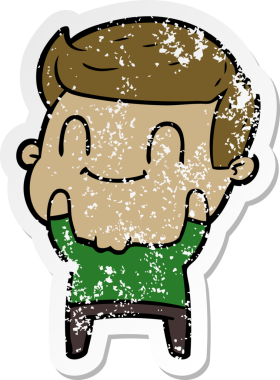 Bir insan tarafından çizilmiş, karikatür dostu bir adamın sıkıntılı çıkartması.